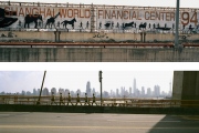 Shanghai old Billboard at SWFC (Shanghai World Financial Center) Yangpu Bridge Skyline