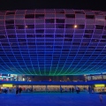 Shanghai Motorway Roof Construction illuminated