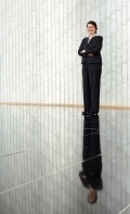 Ulrike Glueck , GM, Hasche Sigle, in the Lobby of her office tower Plaza 66
