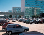 Brasilia, car park at Ministries office blocks