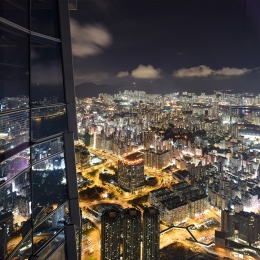 View from Sky 100 by night towards Kowloon