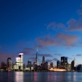 Poly Plaza, architect gmp, night view with Pudong skyline, Shanghai