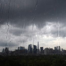 Shenzhen Skyline Western Part by rain