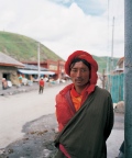 man in traditional tibetan dress, Tagong Sichuan