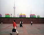 Shanghai Skyline with tulips,  2000