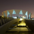 SOSC Shanghai Oriental Swimming Center, Open Pool by night, 2 year documentation for Architects gmp