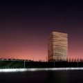 SOSC Shanghai Oriental Swimming Center, Press Tower by night, 2 year documentation for Architects gmp