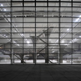 SOSC Shanghai Oriental Swimming Center, Natatorium Detail by night, 2 year documentation for Architects gmp